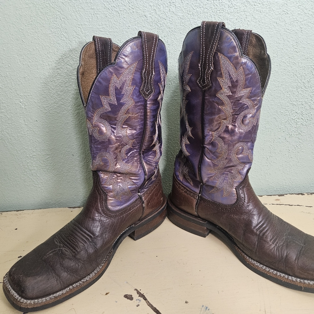 Ariat Purple Bison Boots, Resoled